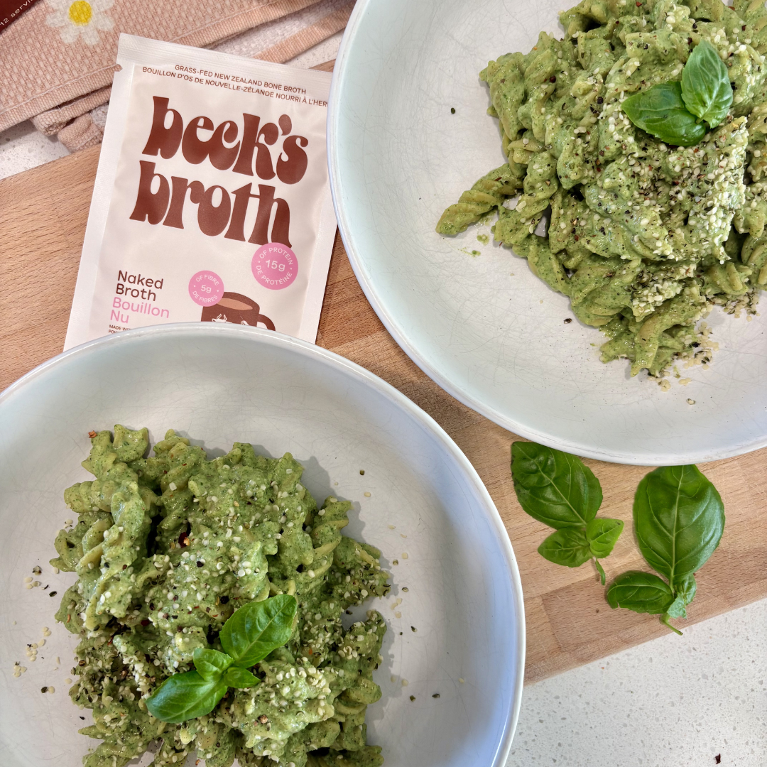 Green Goddess Pasta Recipe Beck's Broth @allie.dailywellness