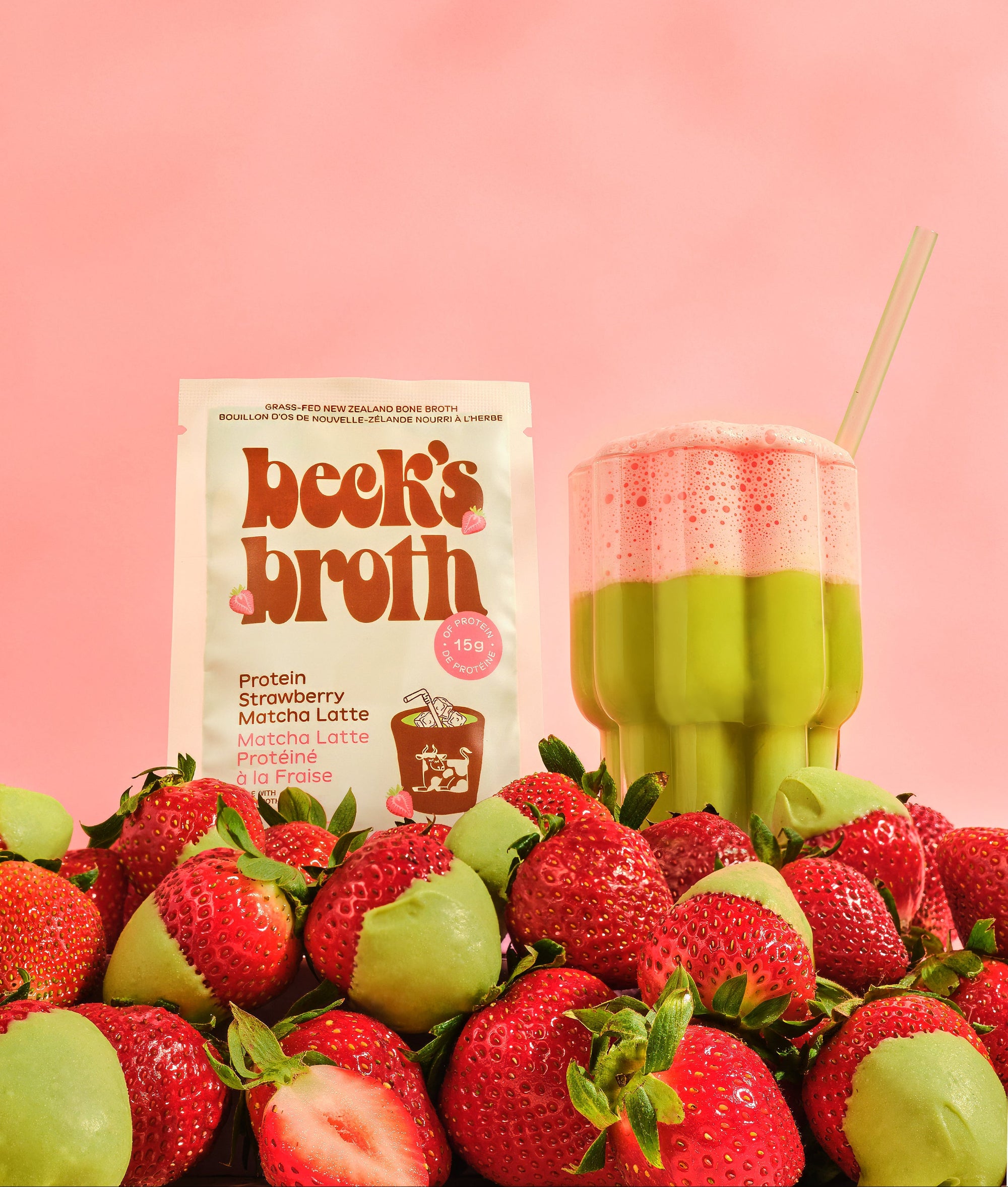 Protein Strawberry Matcha Latte