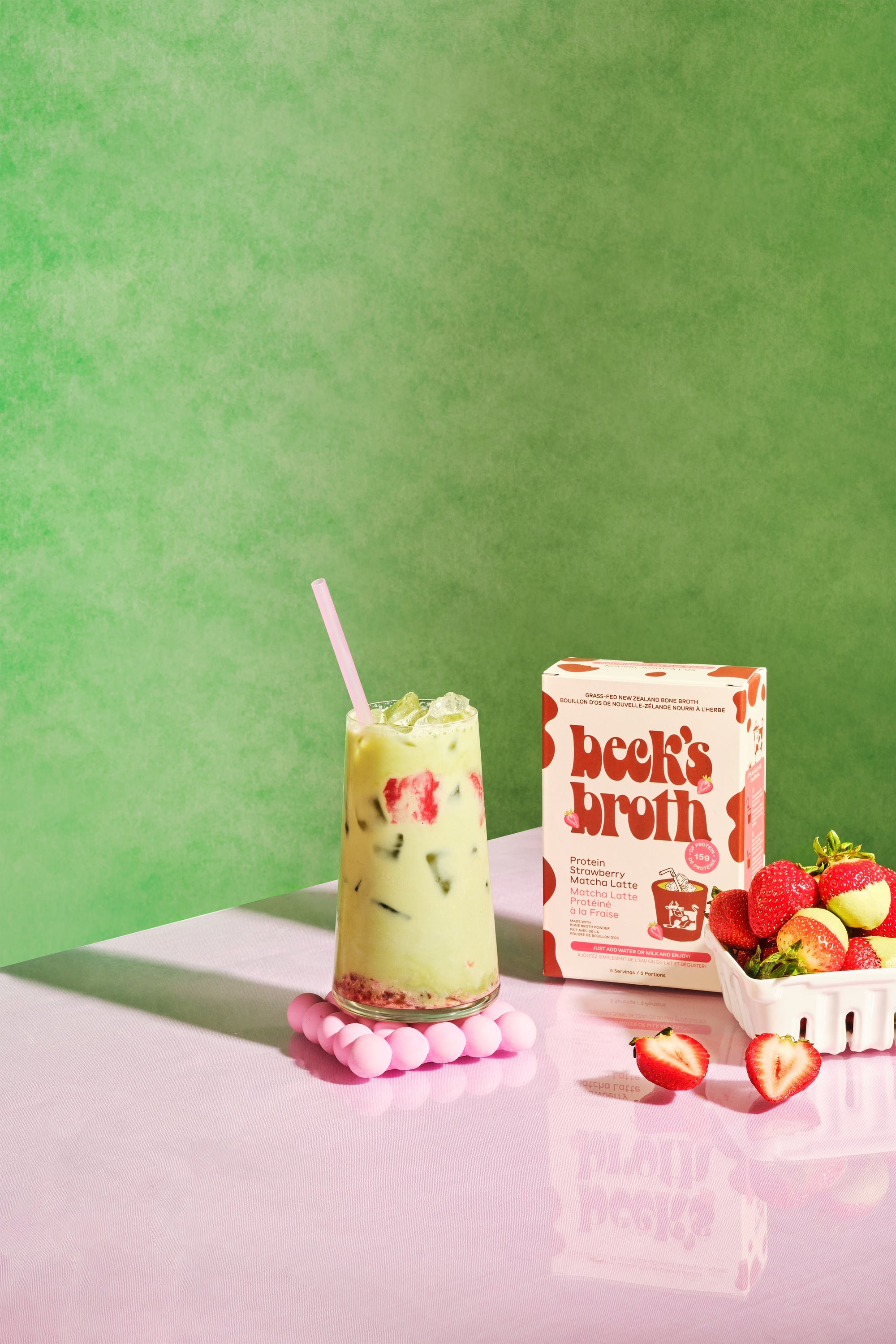 Protein Strawberry Matcha Latte