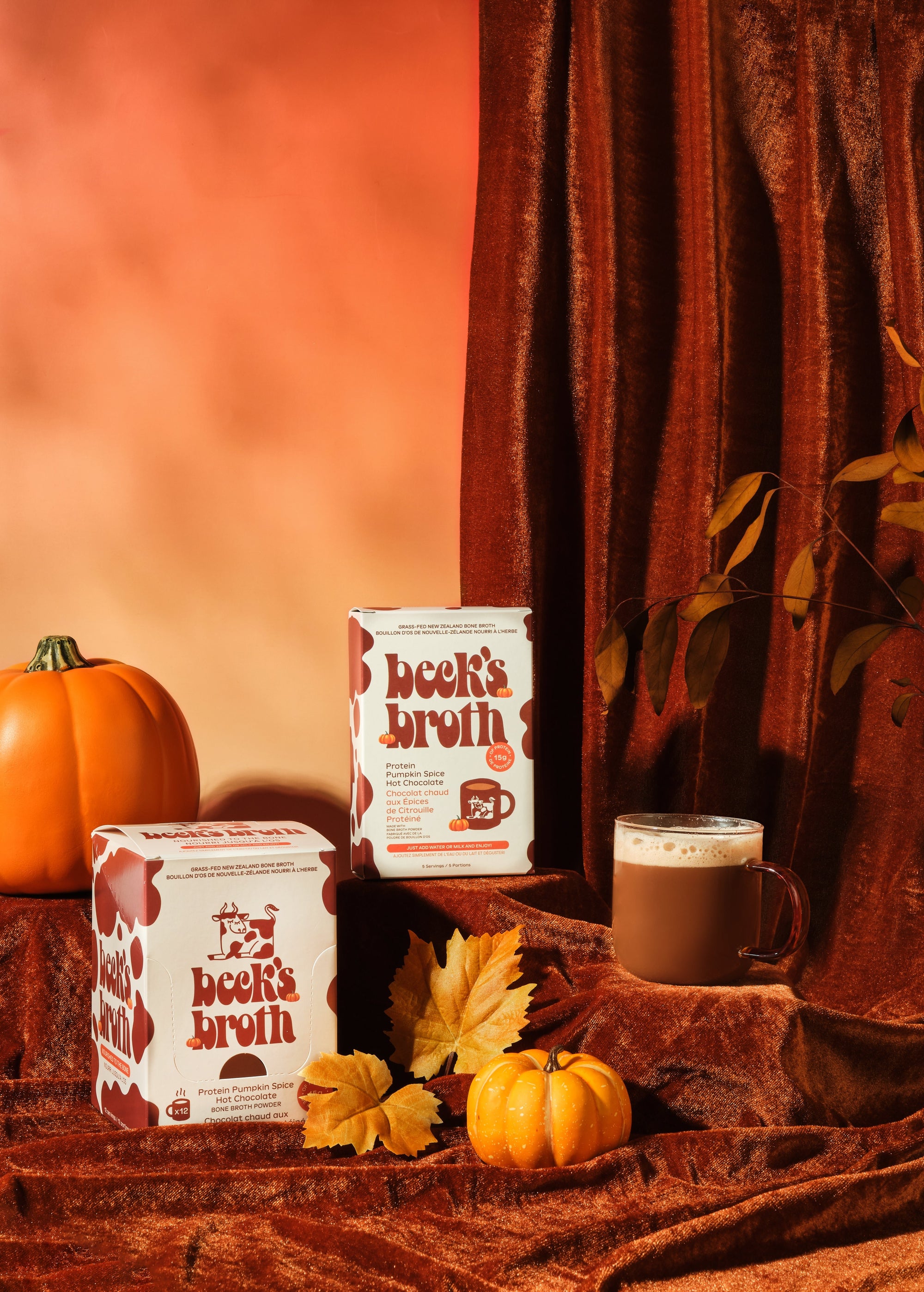 Pumpkin Spice Hot Chocolate - 5 Pack Carton - Beck's Broth - 